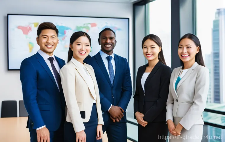 무역 전문가로서의 경력 관리 방법 - **Prompt 1: Global Business Harmony**
    "A vibrant, high-definition photograph of a diverse group ...