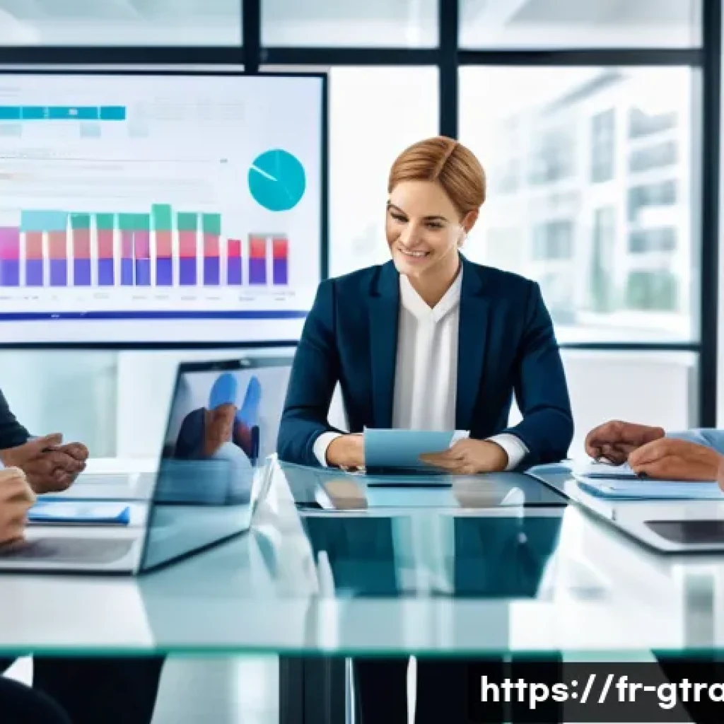 무역 전문가로서의 사회적 책임과 윤리 - A diverse group of international business professionals in a modern office, engaged in a transparent...