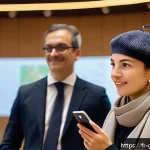 Home 20 무역 전문가로서의 커리어 플래닝 - A professional international businesswoman attending a global trade conference in Paris, dressed in ...