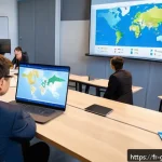 Home 18 무역 실무 교육 프로그램 추천 - A professional international trade training classroom in Paris, featuring diverse adult students att...