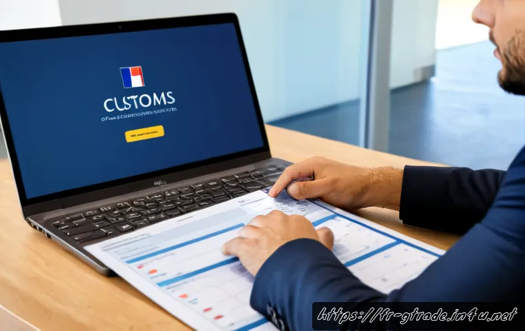 FTA 협정 활용 사례 및 실무 적용법 - Photorealistic French small-business owner and customs consultant reviewing a cross-border trade shi...